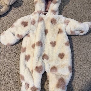 Cozy Heart Patterned Kids One Piece